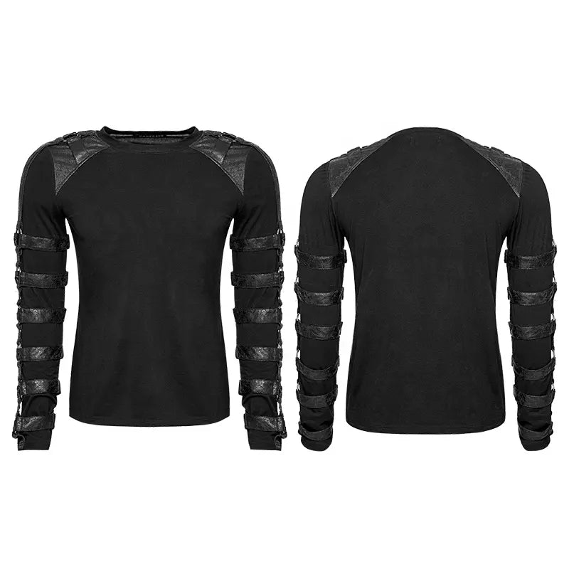 Gothic Cotton Top Heavy Metal Ringed Long Sleeve T-shirt