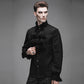 Victorian Gothic Flounce Cuff Mens Classic Black Chiffon Shirt
