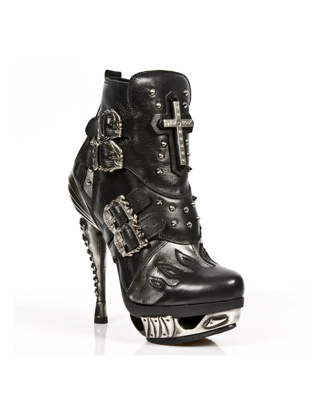 Metal Heel Spikes and a Cross ANKLE BOOT PUNK