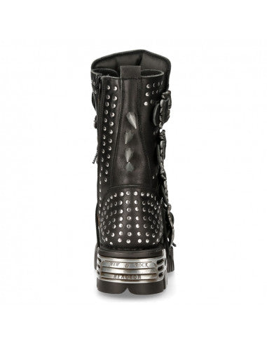 HellTrek Boot M-1535-S1 Completely Studded with Large Spikes and Flaming Skull Buckles