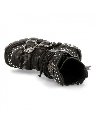 HellTrek Boot M-1535-S1 Completely Studded with Large Spikes and Flaming Skull Buckles