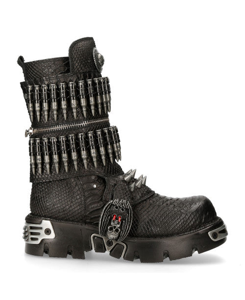 Full Metal Jacket Combat Boots M-301-C2 Bullet Cartridges on Textured Leather