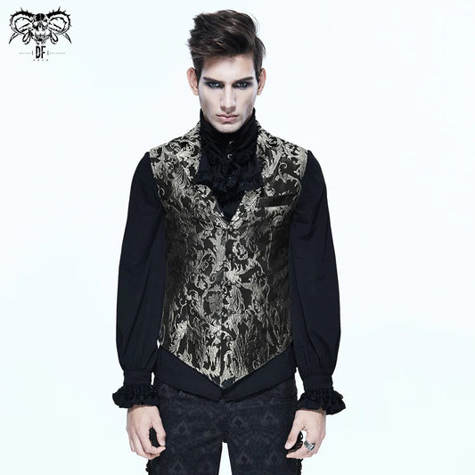 Victorian Gothic Black and Silver Mens Vest