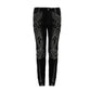 Punk Cross Design Black and Silver Split-Shin Studded Pants with Buckles