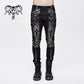 Punk Cross Design Black and Silver Split-Shin Studded Pants with Buckles