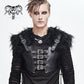 Vegan Leather Harness Vest with Adjustable Buckles and Fur Shoulders
