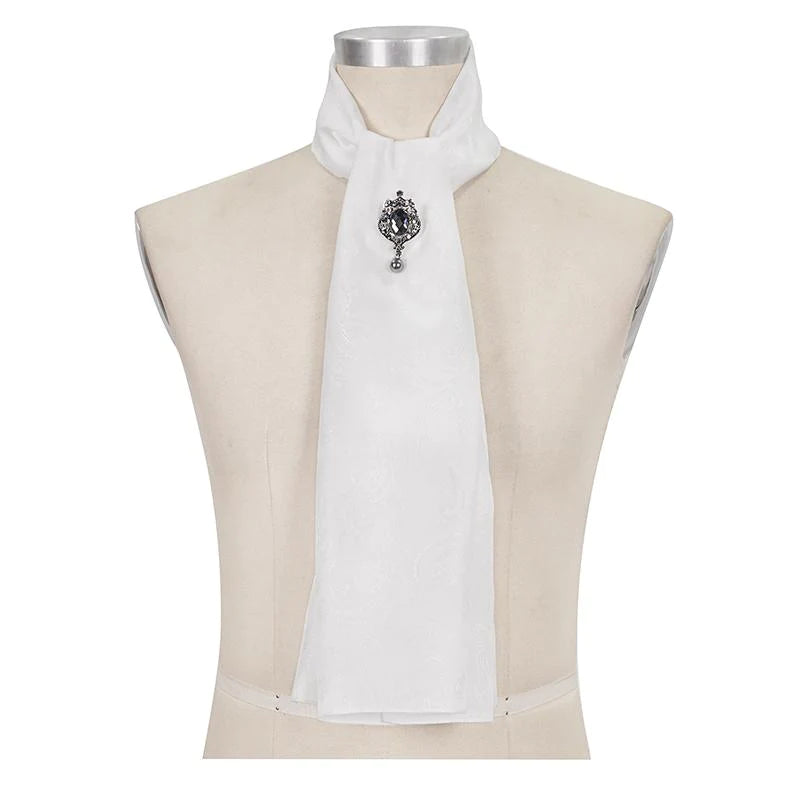 Jeweled Gothic Dress Tie (white) cravat ascot