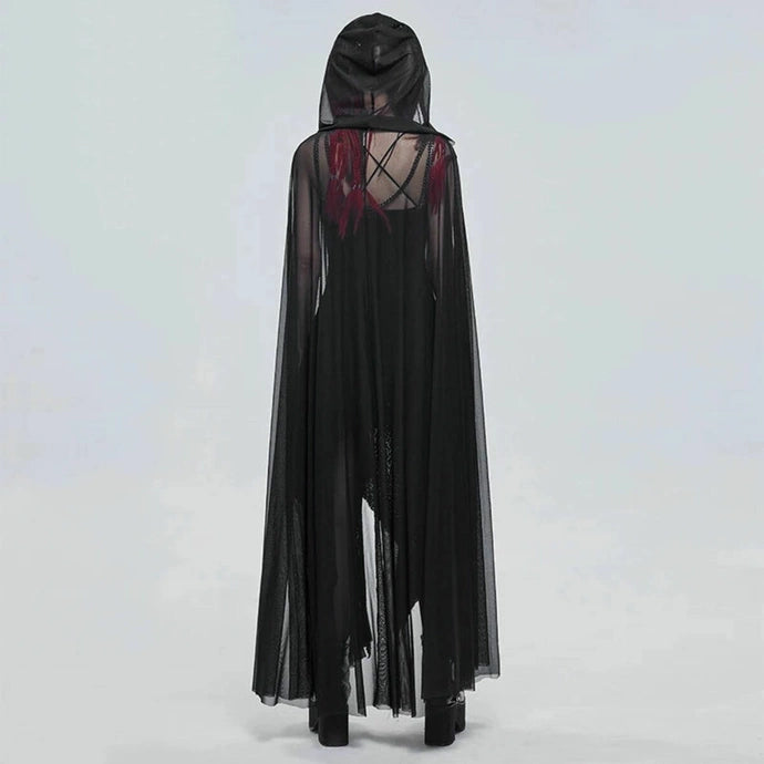 mesh see through Women's shawl cape with hood with chest straps