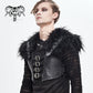 Vegan Leather Harness Vest with Adjustable Buckles and Fur Shoulders