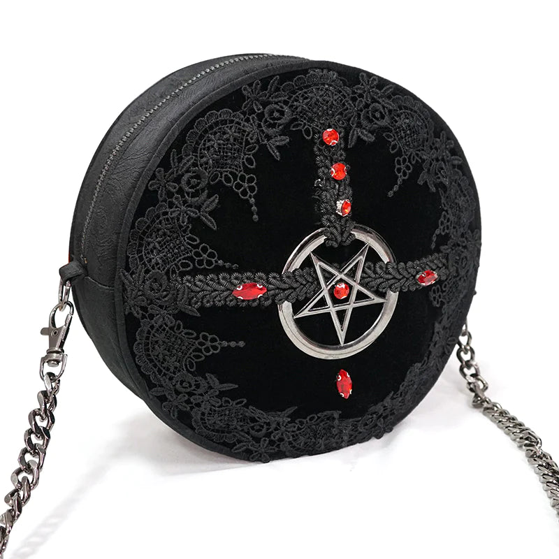 CLEARANCE*Black Gothic Victorian Round Pentagram Hand Bag – Gothdrop