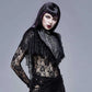 Gothic Collared Black and Silver Intricate Lace Triangular Shawl