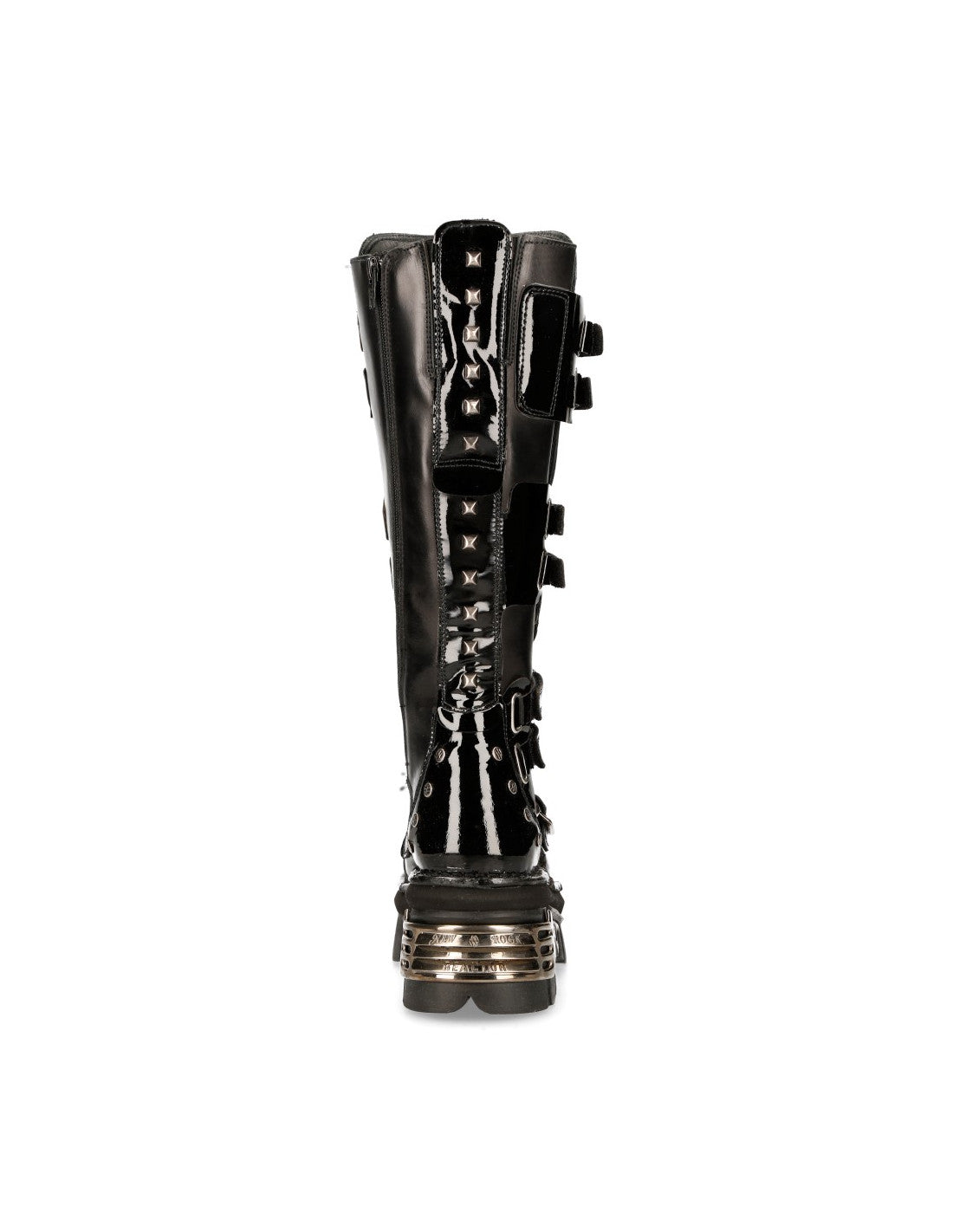 Metallic Plated Tall Goth Boots M-800-C1 Studded and Multi-Buckle Boots