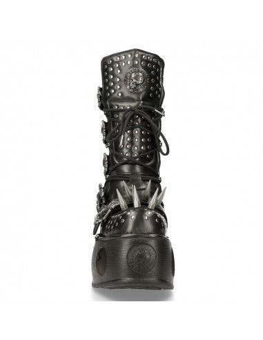 HellTrek II Platform Boot M-1535-C2 Punk Studded and Spiked Boots with Skull Buckles