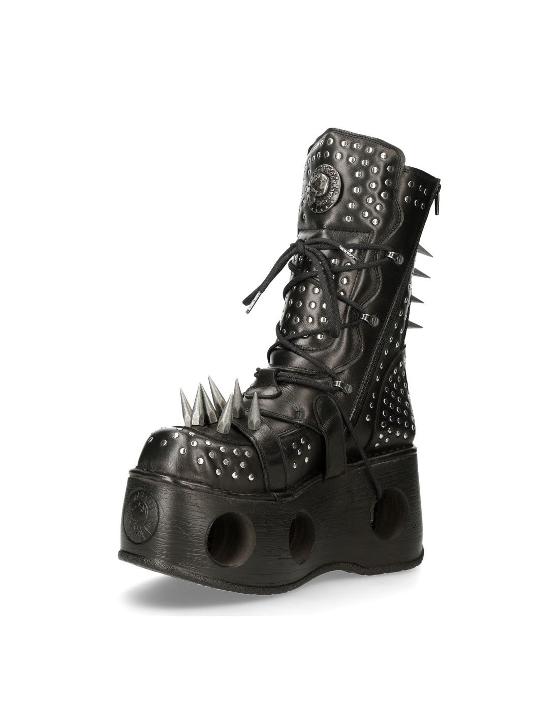 HellTrek II Platform Boot M-1535-C2 Punk Studded and Spiked Boots with Skull Buckles