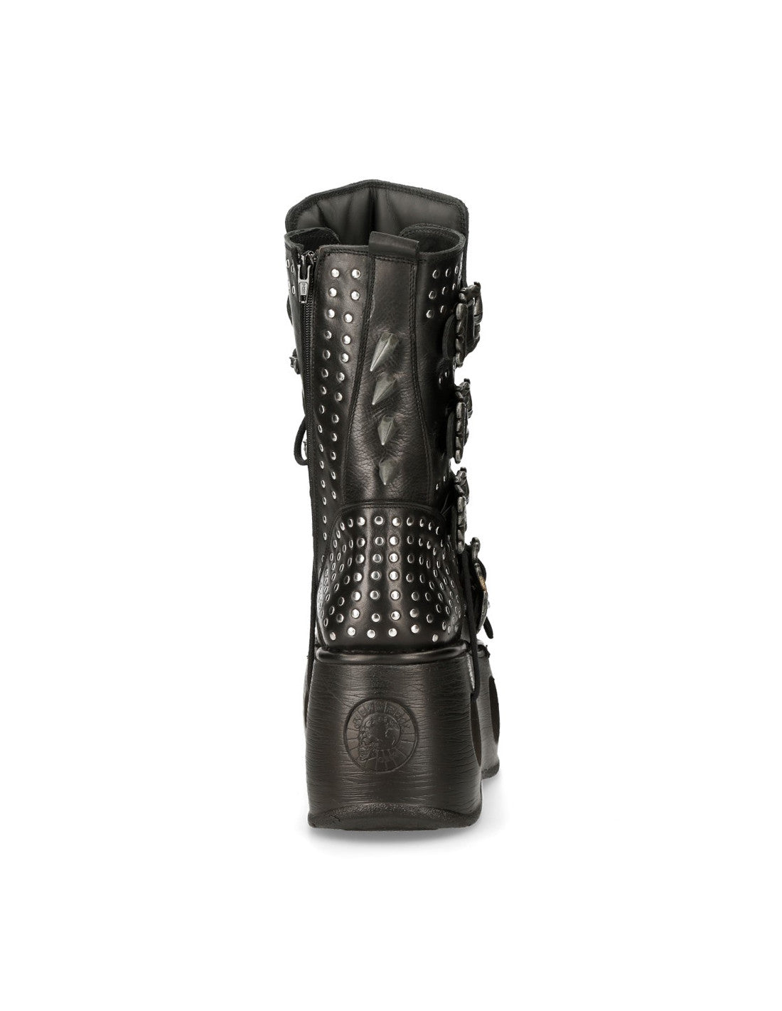 HellTrek II Platform Boot M-1535-C2 Punk Studded and Spiked Boots with Skull Buckles