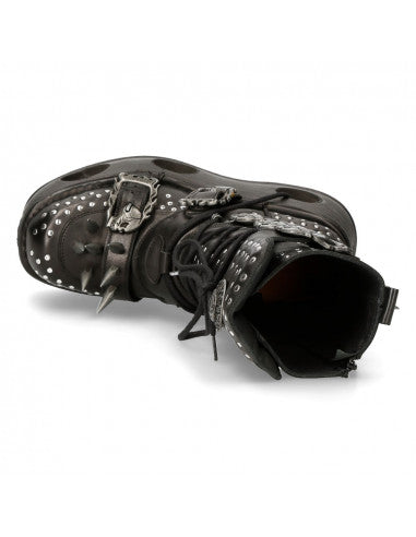 HellTrek II Platform Boot M-1535-C2 Punk Studded and Spiked Boots with Skull Buckles