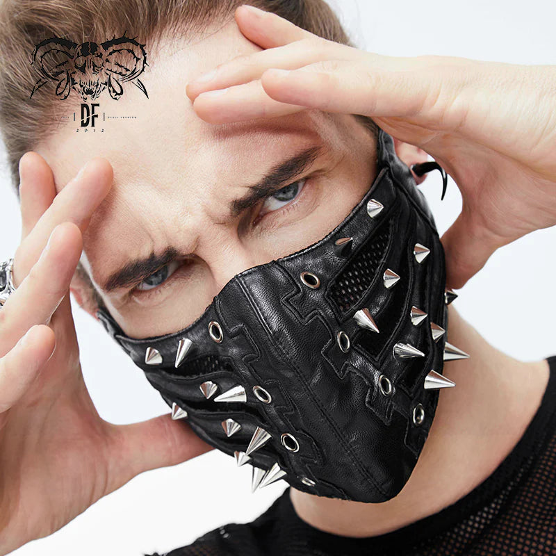 punk goth spiked leather mask unisex for men or women