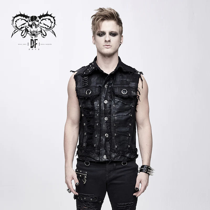 heavy duty studded sleeveless punk gothic vest