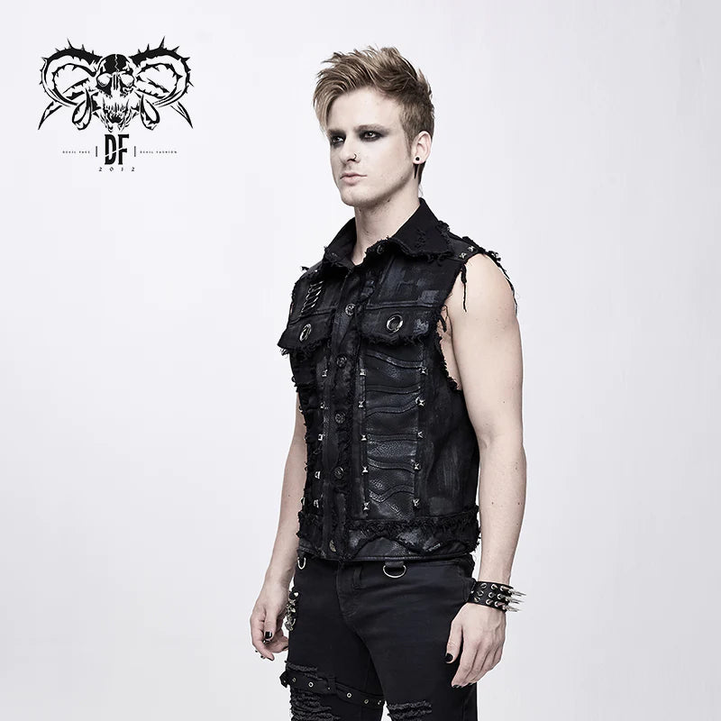 heavy duty studded sleeveless punk gothic vest