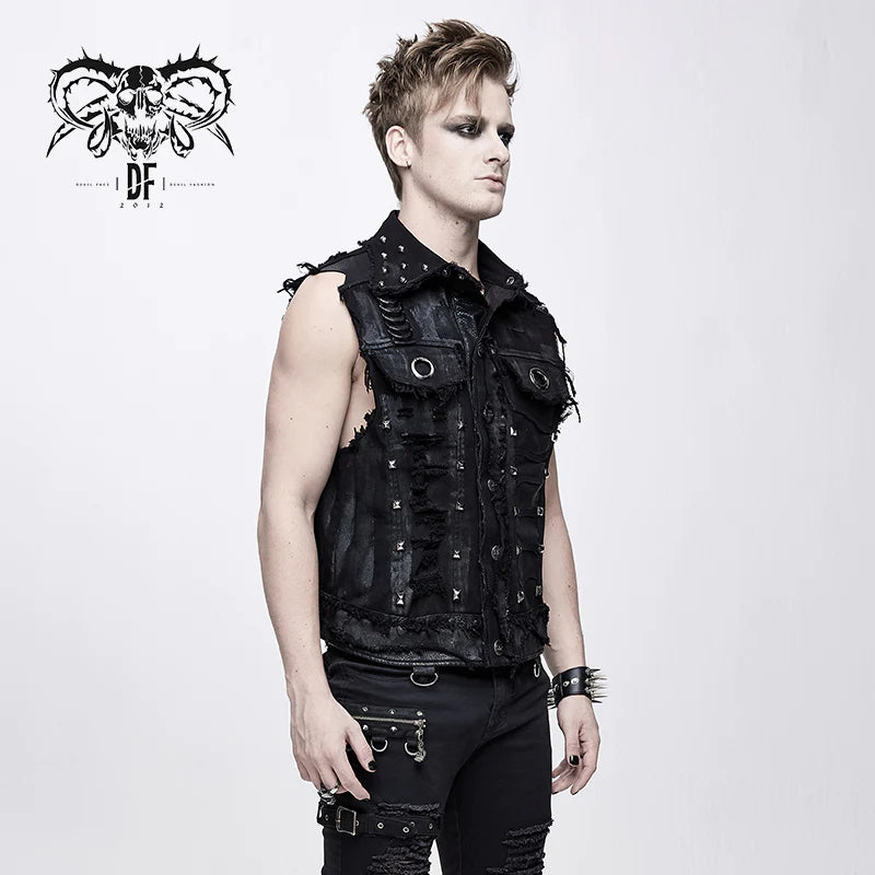 heavy duty studded sleeveless punk gothic vest